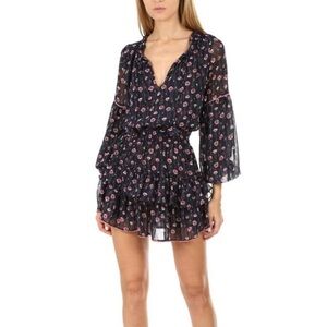 Floral Navy Dress with Pink Accents